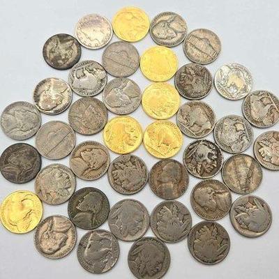 1516 • (39) liberty head ,buffalo head & jefferson nickle, 192.6g