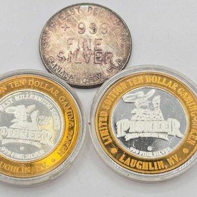 1256 • (3) .999 fine silver coin & gold plated base metal coins