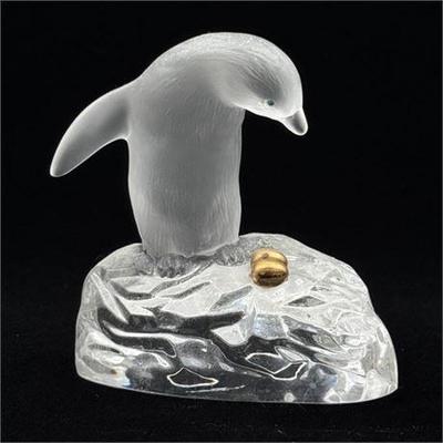 Lot 006   
Signed Carl Fabergé Crystal Penguin With Golden Eggs On Iceberg