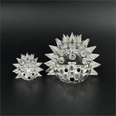 Lot 007 
Two Swarovski Crystal Hedgehogs