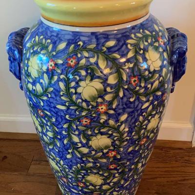 Vibrant Blue Ceramic Ginger Jar