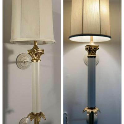 Pair of White & Gold Wall Sconces