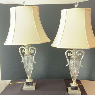 Pair of Glass Table Lamps with Shades