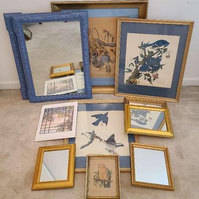 Wall Mirrors and Bird Prints Collection