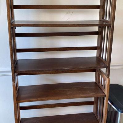 Tall Wooden Bookshelf with Stacked Two-Piece Design