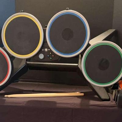 Xbox Rock Band Drum Set with Microphone, Sticks & Pedal