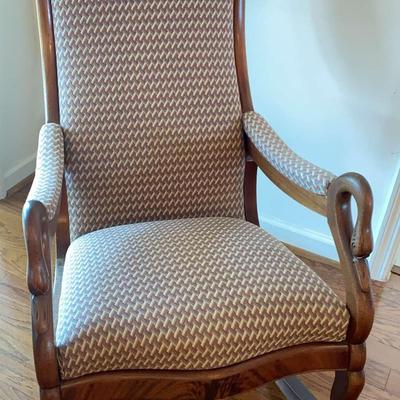 Vintage Wooden Upholstered Rocking Chair