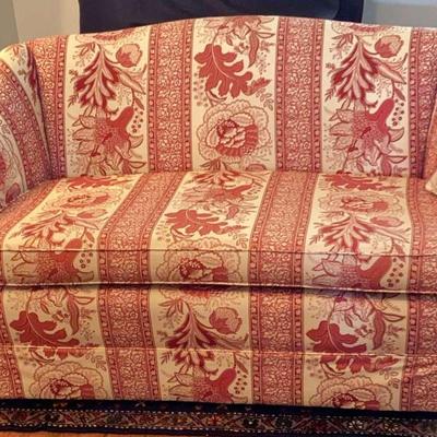 Red & White Upholstered Loveseat