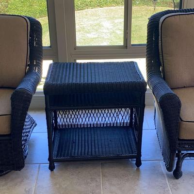 Sunbrella Black Wicker Glider Chairs and Table Set