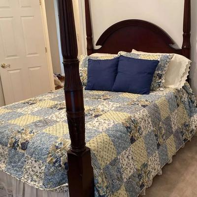 Four-Poster Queen Bed with Bedding Collection