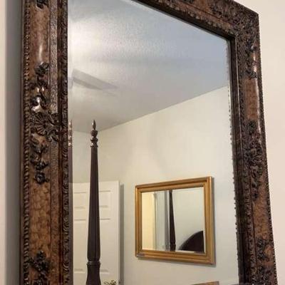 Large Ornate Wood-Framed Wall Mirror