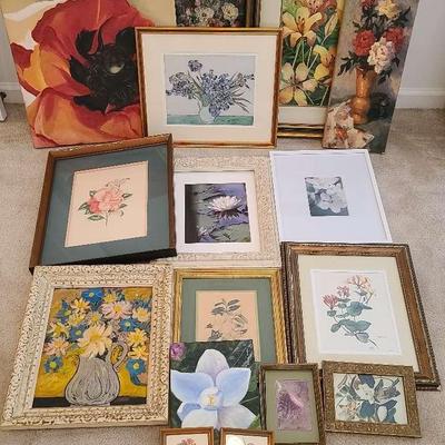 Collection of Framed Floral Prints