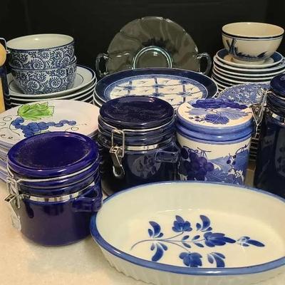 Blueware Dishes and Canisters Featuring Johnson Brothers