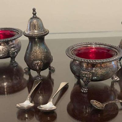 Sterling Silver Spoon with Salt & Pepper Set