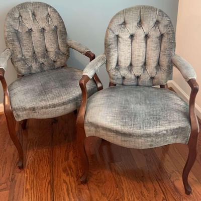 Pair of Blue Upholstered Accent Chairs