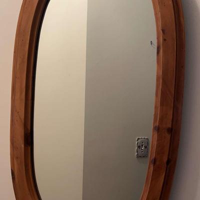 Vintage Oval Wood-Framed Wall Mirror