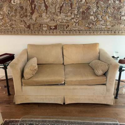 Sale Photo Thumbnail #23: Mid-Century Modern W&J Sloane Beige Velvet Loveseat
