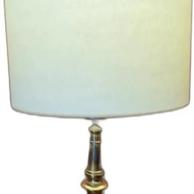 Sale Photo Thumbnail #108: Vintage Brass Table Lamp with Off-White Shade
