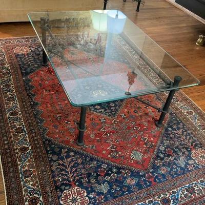 Sale Photo Thumbnail #13: Ethan Allen Black Wrought Iron Coffee Table with Glass Top - 3”10’ x 33”
