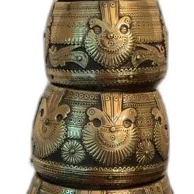 Sale Photo Thumbnail #18: Vintage Wood & Brass Suri Bowls
