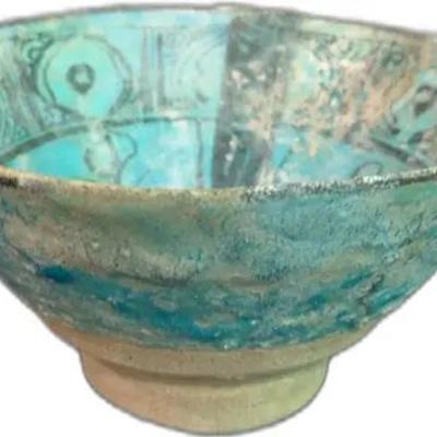 Early Persian (13 Century?) Ceramic Bowl with Turquoise Glaze
