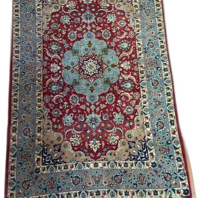 Sale Photo Thumbnail #46: Persian Hand Knotted Silk Medallion Rug - 3’4” x 5’2”
