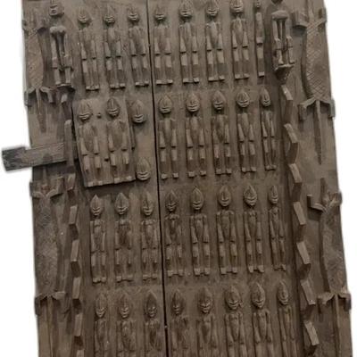 Antique Carved Wooden Dogon Door - 20” x 30”
