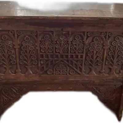 Sale Photo Thumbnail #44: Antique Carved Wooden Chest

