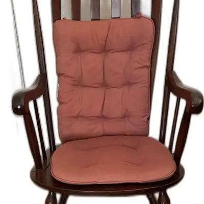 Sale Photo Thumbnail #69: Vintage Nichols & Stone Wooden Rocking Chair with Cushions
