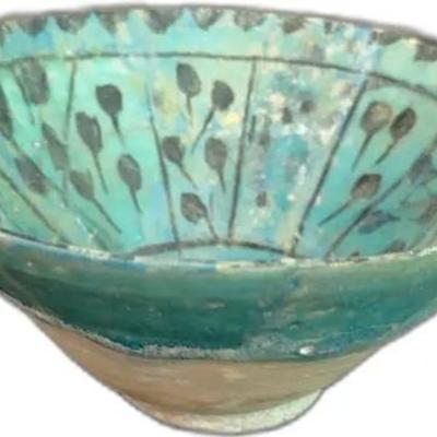 Early Persian Antique Hand-Painted Ceramic Bowl
