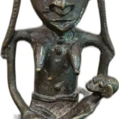 Antique African Bronze Igbo (Niger) Statue - 12” Tall
