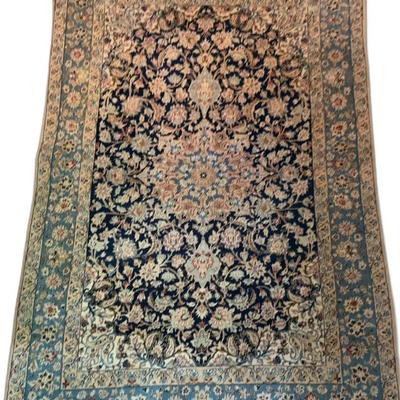Sale Photo Thumbnail #33: Traditional Kashmar Persian Vintage Area Silk Rug Hand-knotted - 43 1/2” x 78”
