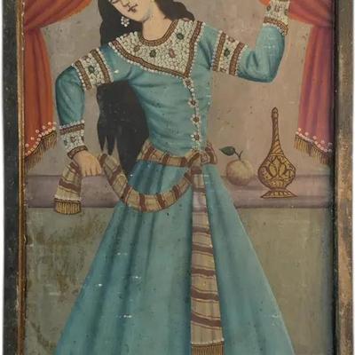 Sale Photo Thumbnail #11: Antique 19th Century Iranian Painting - 25” x 15”
