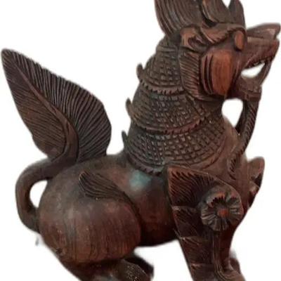 Sale Photo Thumbnail #115: Vintage Wooden Winged Lion Statue
