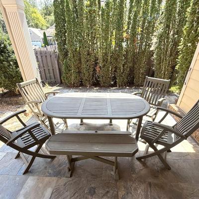Wood Patio Dining Table With Chairs And Benches
