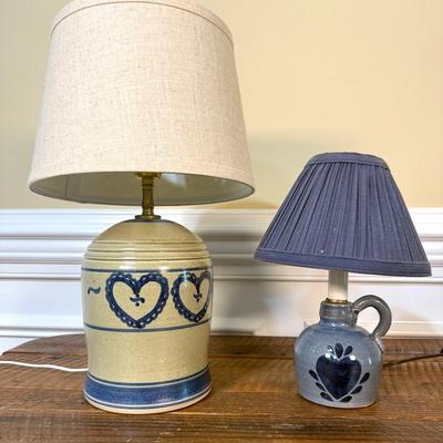 Vintage pottery heart lamps
