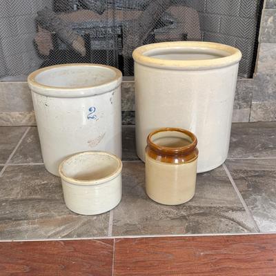 Lot Of 4 Crocks Featuring Redwing #2