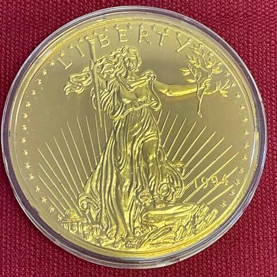 1994 American Gold Eagle One Half Pound Fine Silver Round Plated W/ 24kt Gold (#1)