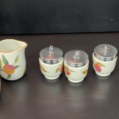 Royal Worcester Evesham Salt and Pepper Shakers, Cream, Sugar and Tea/Coffee, and Egg Coddlers