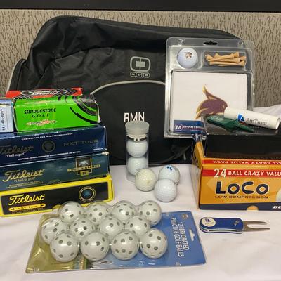 OGIO Golfing Bag w/ Miscellaneous Golf Balls, Tees, Divot Repair, & Sports Towel