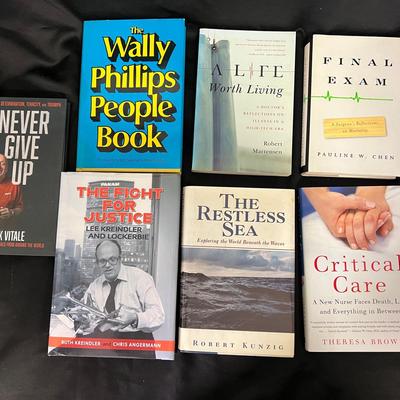 Inspirational Books (Various Titles): Never Give Up, The Restless Sea, Critical Care