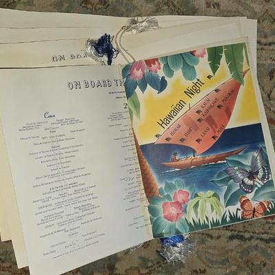 Vintage menus from ship meals
