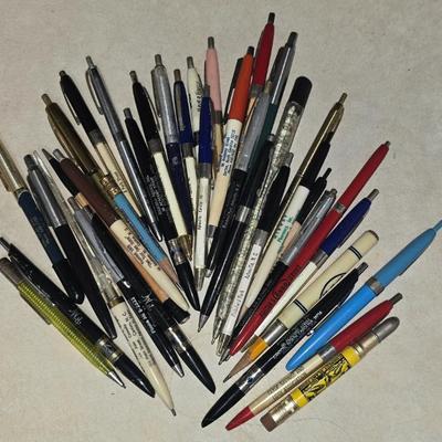 Large selection of pens, fountain, ink, advertising, etc