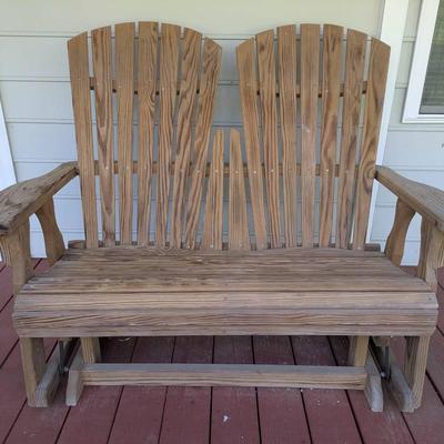 Wooden Adirondack-Style Double Glider Bench