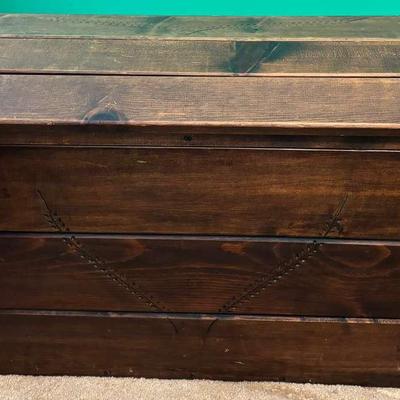 Handcrafted Wooden Chest with Carvings