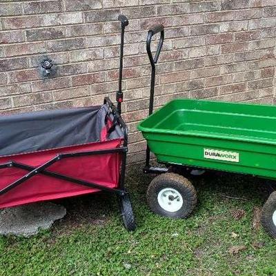 Duraworx Utility Wagon & Collapsible Red Canvas Wagon