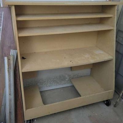 Rolling Wooden Storage Shelf with Work Surface