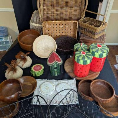 Farmhouse Basket & Woodenware Collection with Watermelon Canisters