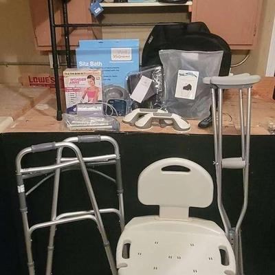 Medical & Mobility Aids Featuring Walker, Shower Chair & Crutches