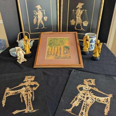 Asian Art Collection – Bamboo Artwork, Batik Print & Figurines